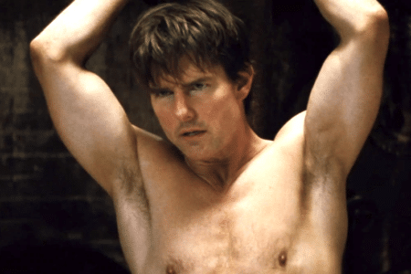 Tom Cruise (pictured) naked from the waist up. Maybe.